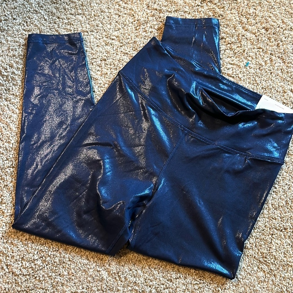 Aerie Metallic shiny blue legging L/short
